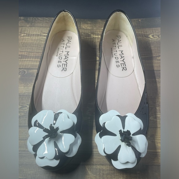 Paul Mayer Shoes - Paul Mayer Attitudes flower flats black patent leather